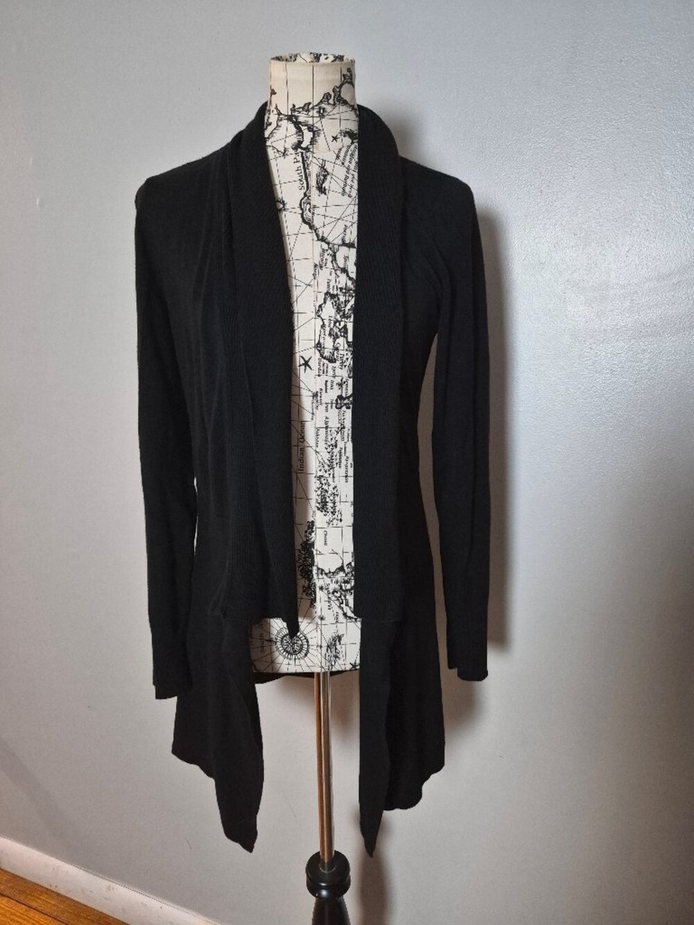 White House Black Market Black Open Front Drape Cardigan Sweater - Size Medium